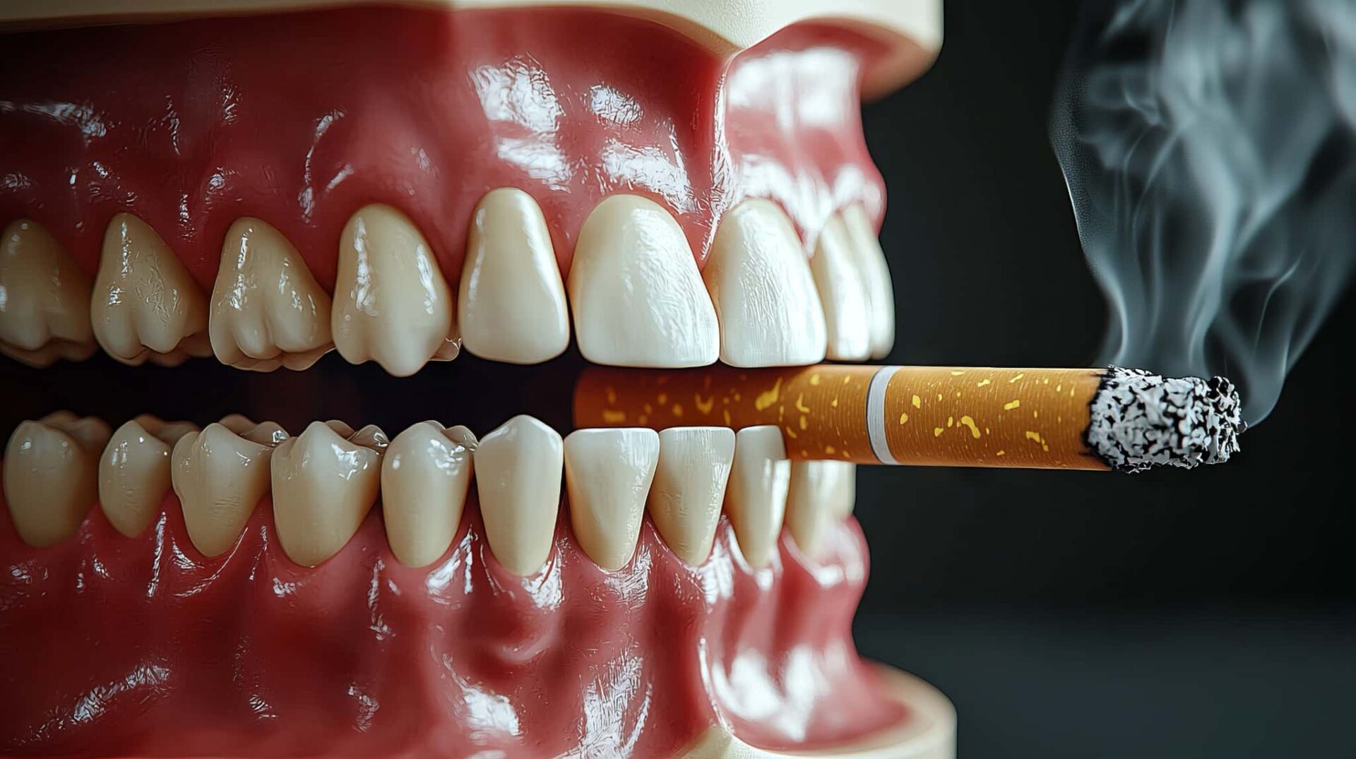 喫煙が原因で歯周病になるイメージ