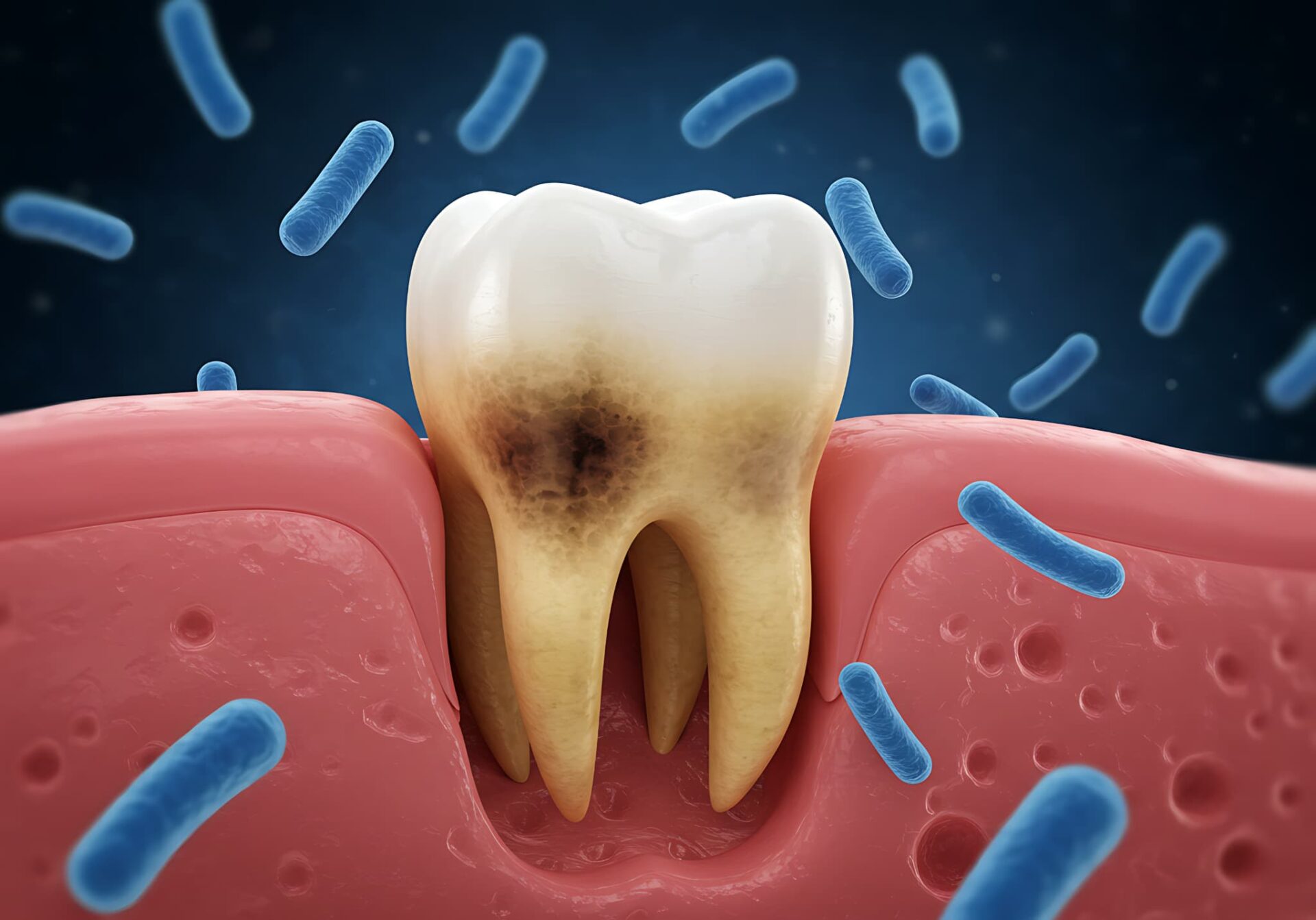 歯周病と糖尿病に影響を及ぼす細菌のイメージ