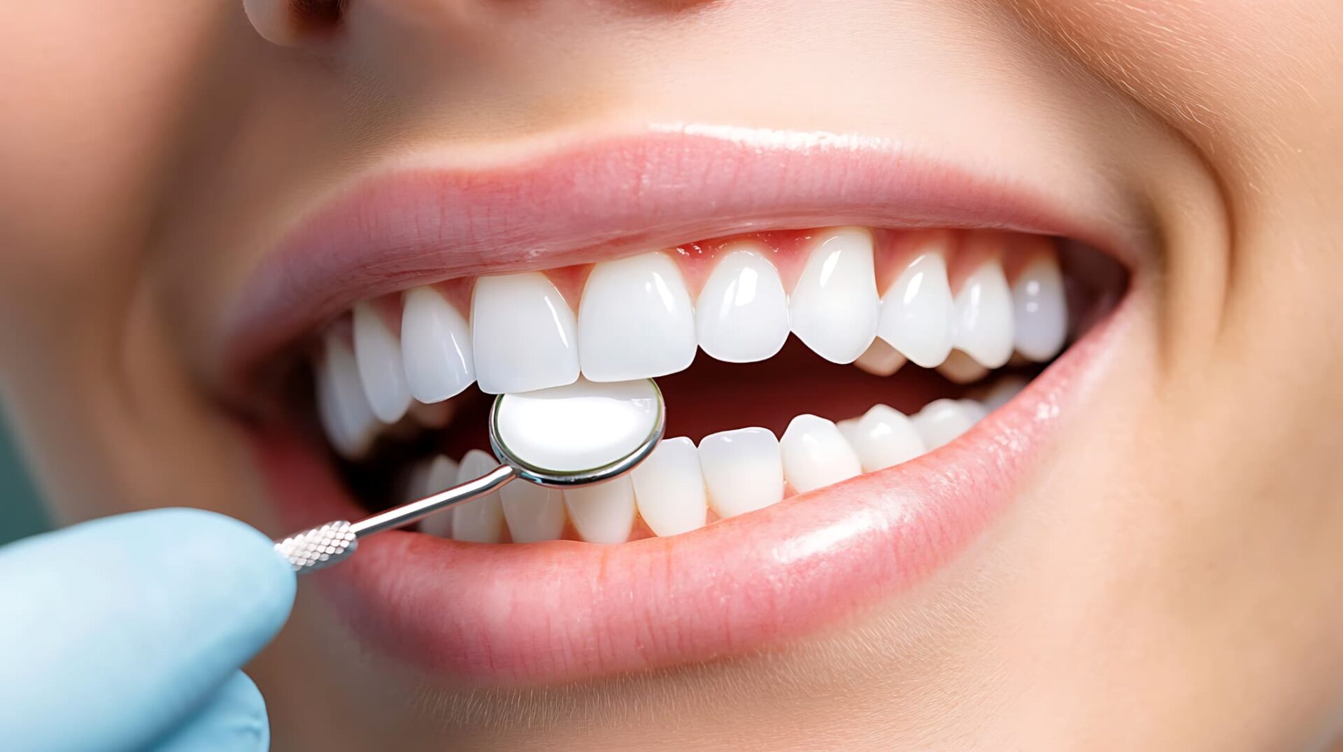 歯医者でクリーニングを受けた女性の口元