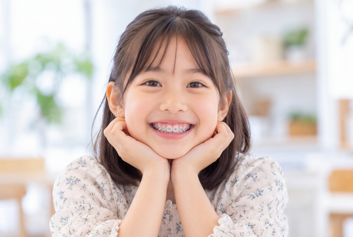 ワイヤー矯正中の子ども